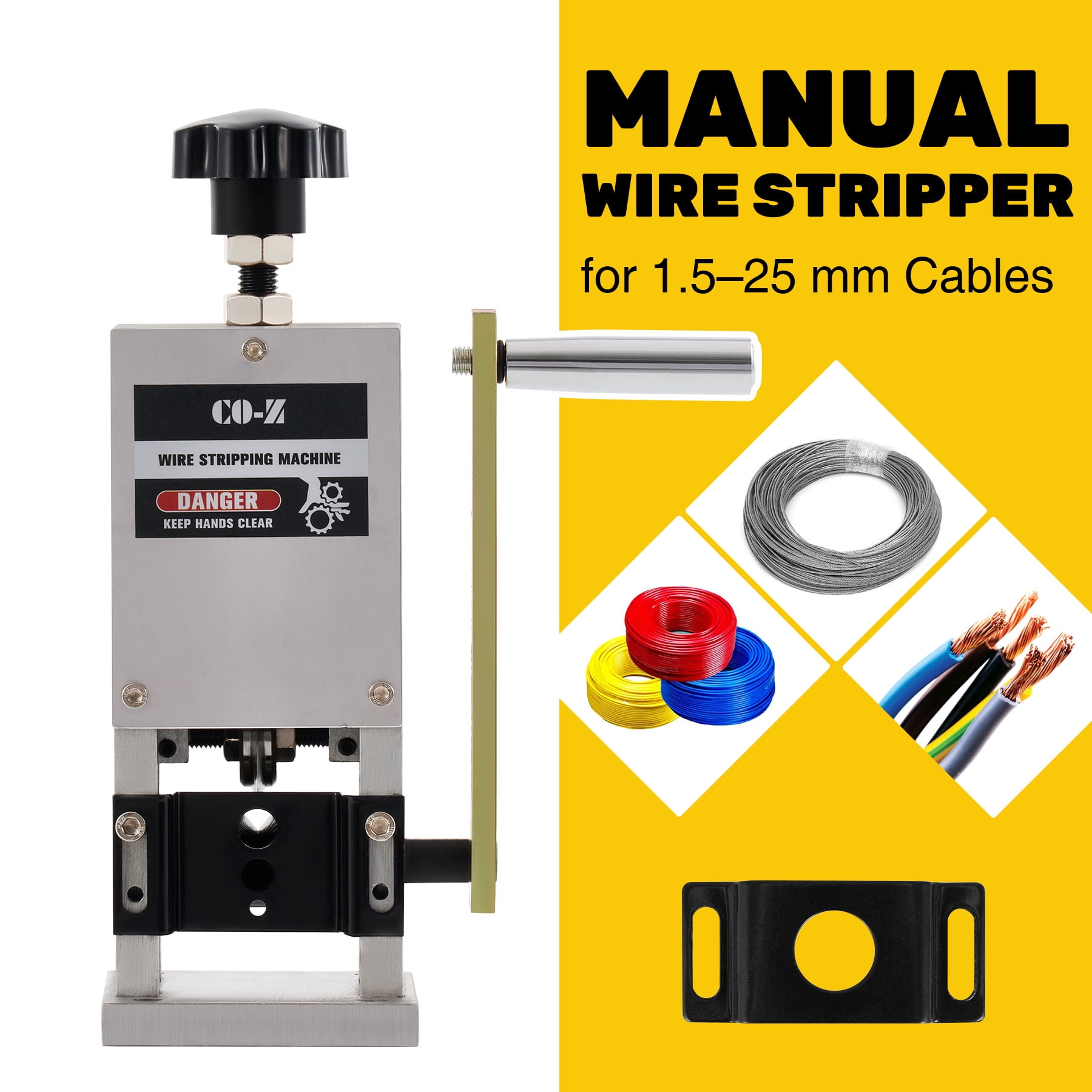 CO-Z Manual Wire Stripper Tool Hand Stripping Machine for 0.06"-1" Scrap Copper Wires