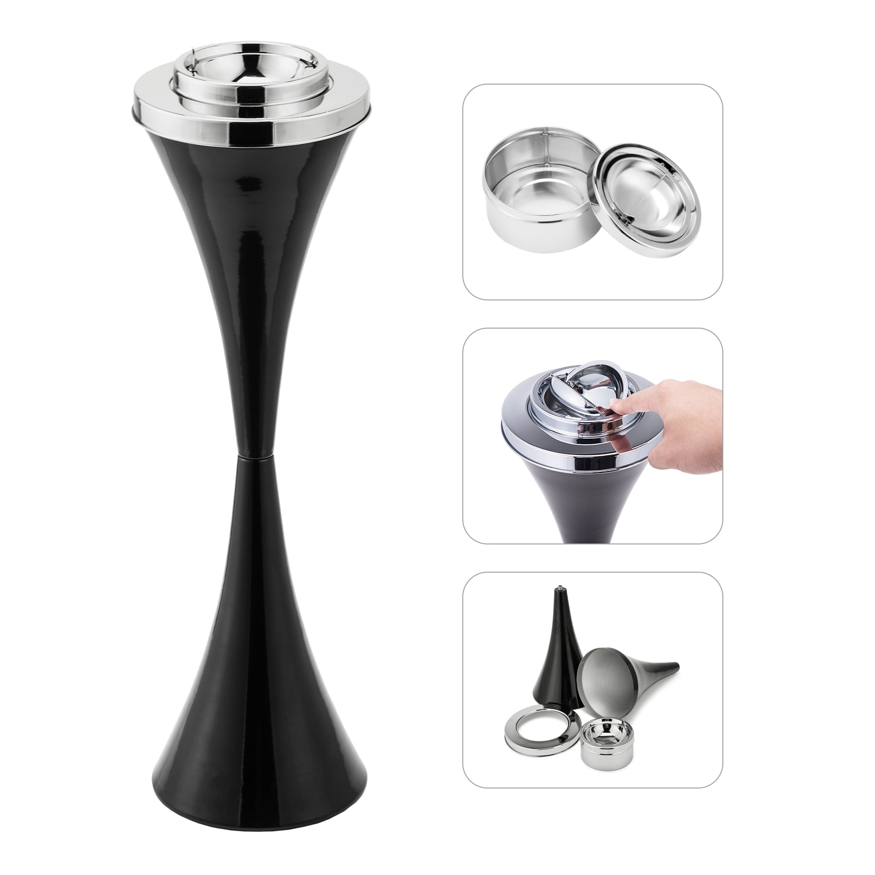 Stainless Steel Ashtray With Lid - Odorless Smokeless Outdoor Ashtray For Patio, Balcony & Office - View #4