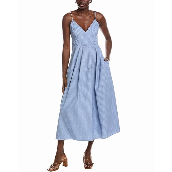 CO womens  Basque Midi Dress, XXS, Blue