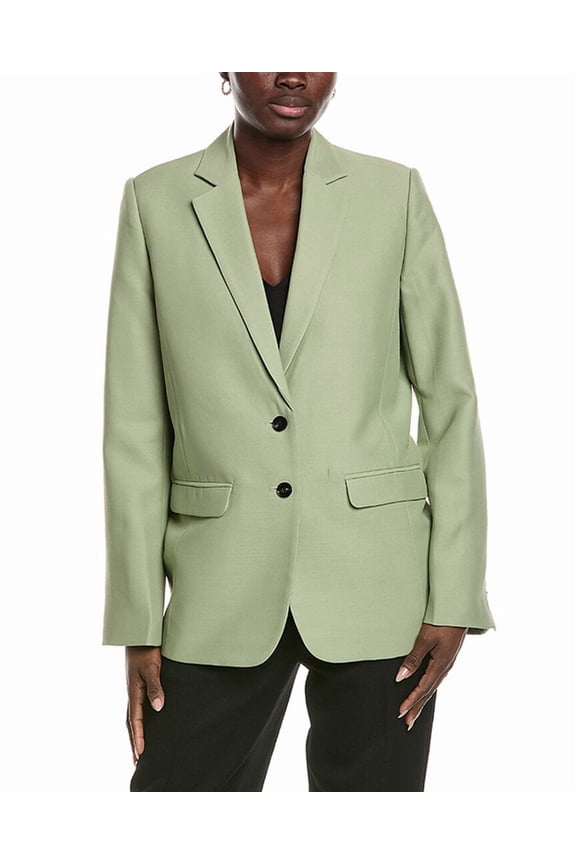 womens Boxy Wool-Blend Blazer, s, Green