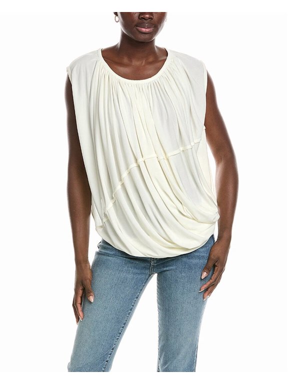womens Jersey Draped Top, xs, White