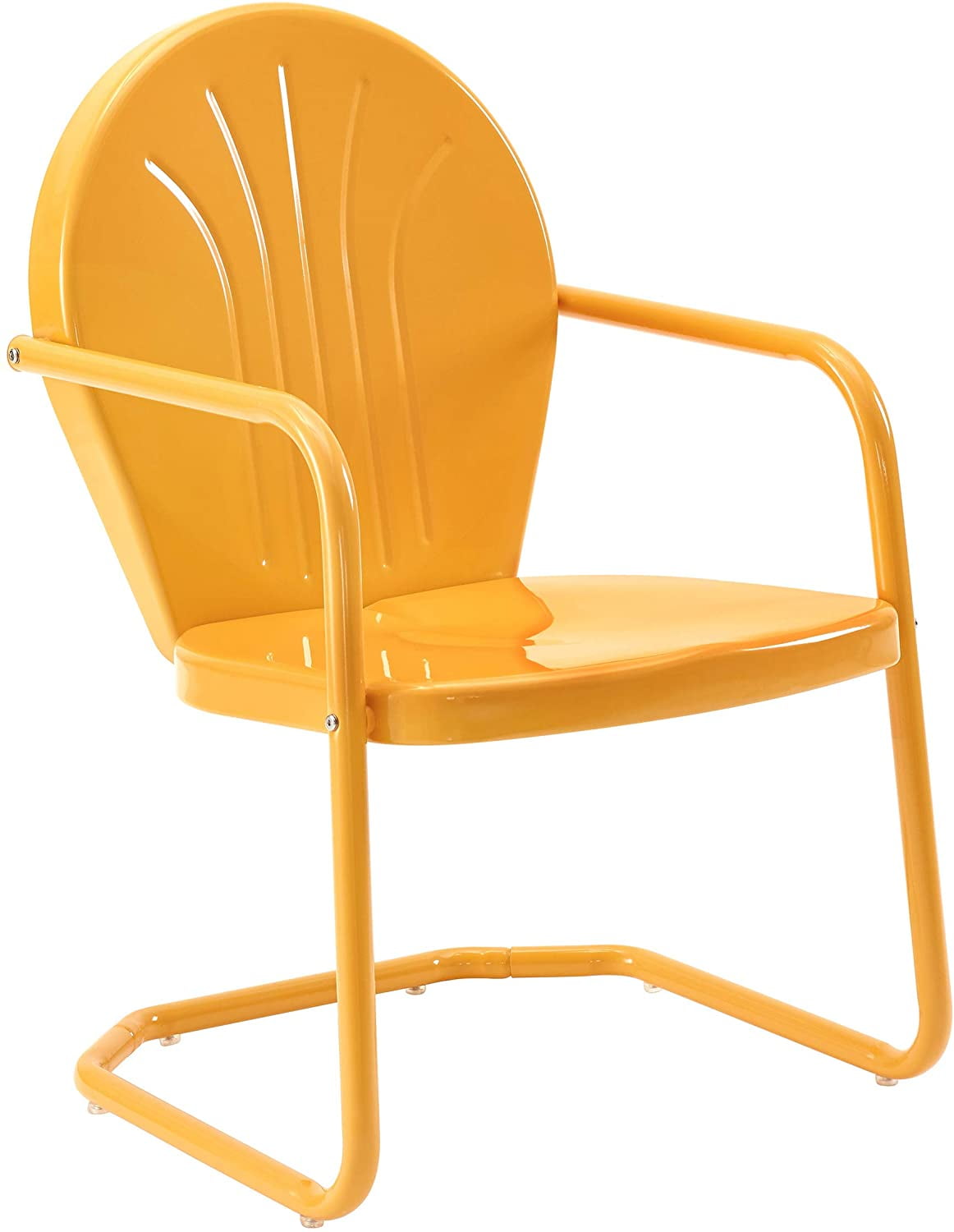 Griffith Tangerine Gloss Steel Outdoor Armchair with Decorative Grooves