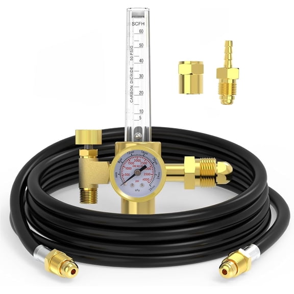 CO2 Argon Gas Regulator Argon Flow Meter Regulator Gas Regulator Gauge with Gas Hose CGA580 Welder for Mig Tig Welder with 6.6FT Gas Hose 10 to 60 CFH Output Flow 0 to 4000 PSI