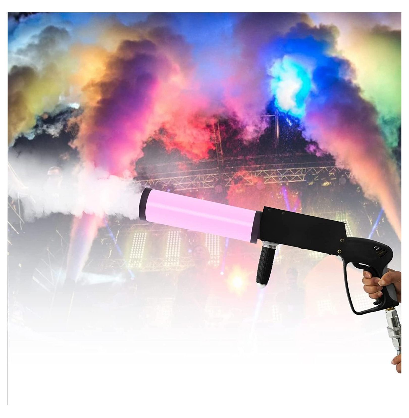 CO2 Handheld Fog Gun Smoke Machine with LED Lights Effect, DJ Effects Fogger Smoke Gun CO2 Fog