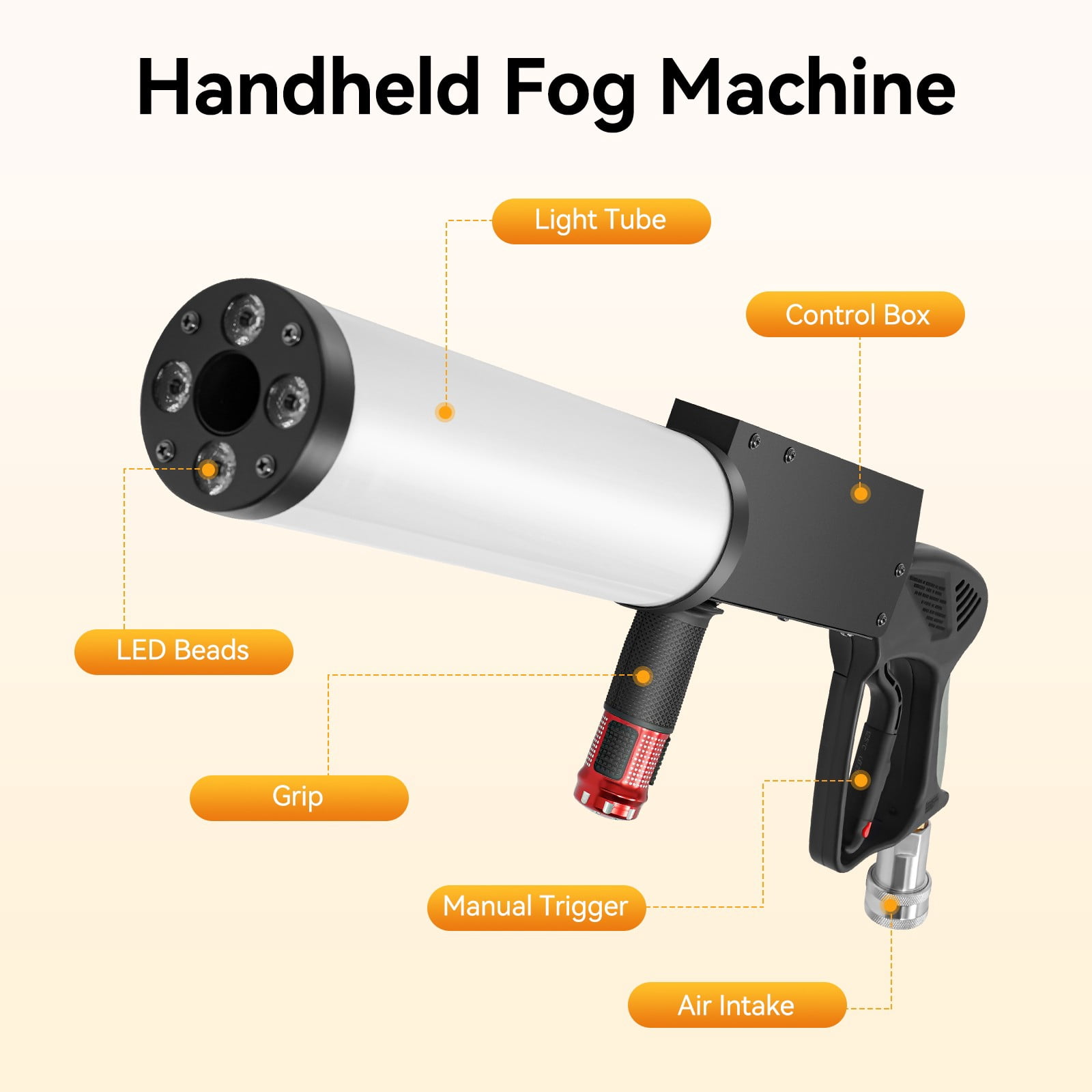 CO2 Handheld Smoke Machine, Aluminum Alloy & Acrylic Material, 25W Light Power For TV Shows, New Year Events, Mobile DJs And Various Festival Decorations
