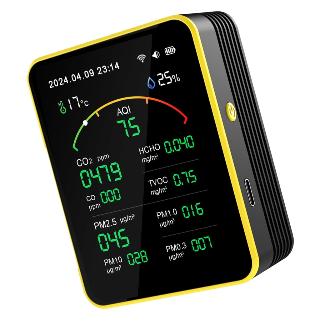 CO2 PM2.5 Formaldehyde TVOC Temperature Humidity Testing Meter Air Detector Air Pollution Meter for Home