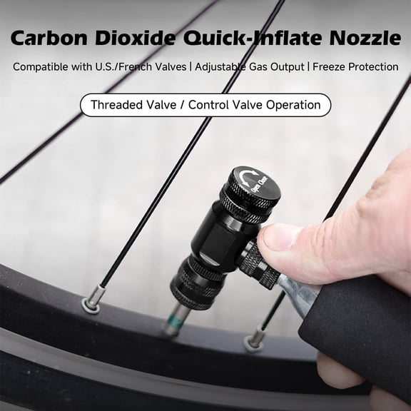 CO2 Quick Inflator Kit, CNC Aluminum, Schrader, Frost-Proof Sleeve, Compact,Black