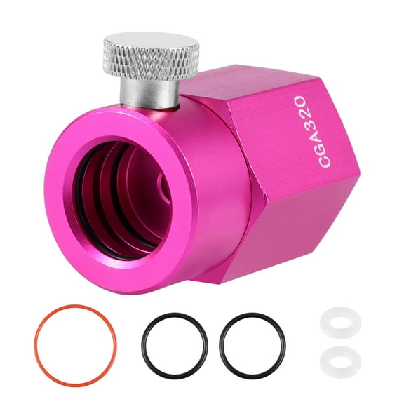 CO2 Refill Adapter Connector Aluminum Alloy CO2 Tank Connector Replacement with 4 Sealing Rings Easy Install for Filling