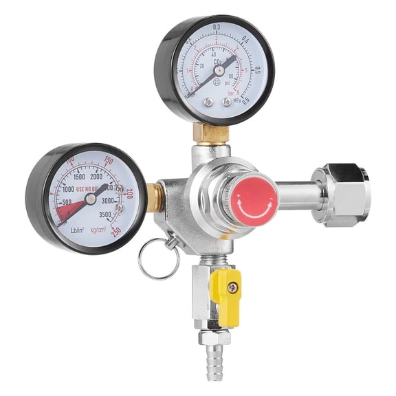 CO2 Regulator Gauge 0-60PSI, Draft Beer Regulator CGA320, Heavy Duty Gas System, Adjustable Pressure for Homebrew Kegs