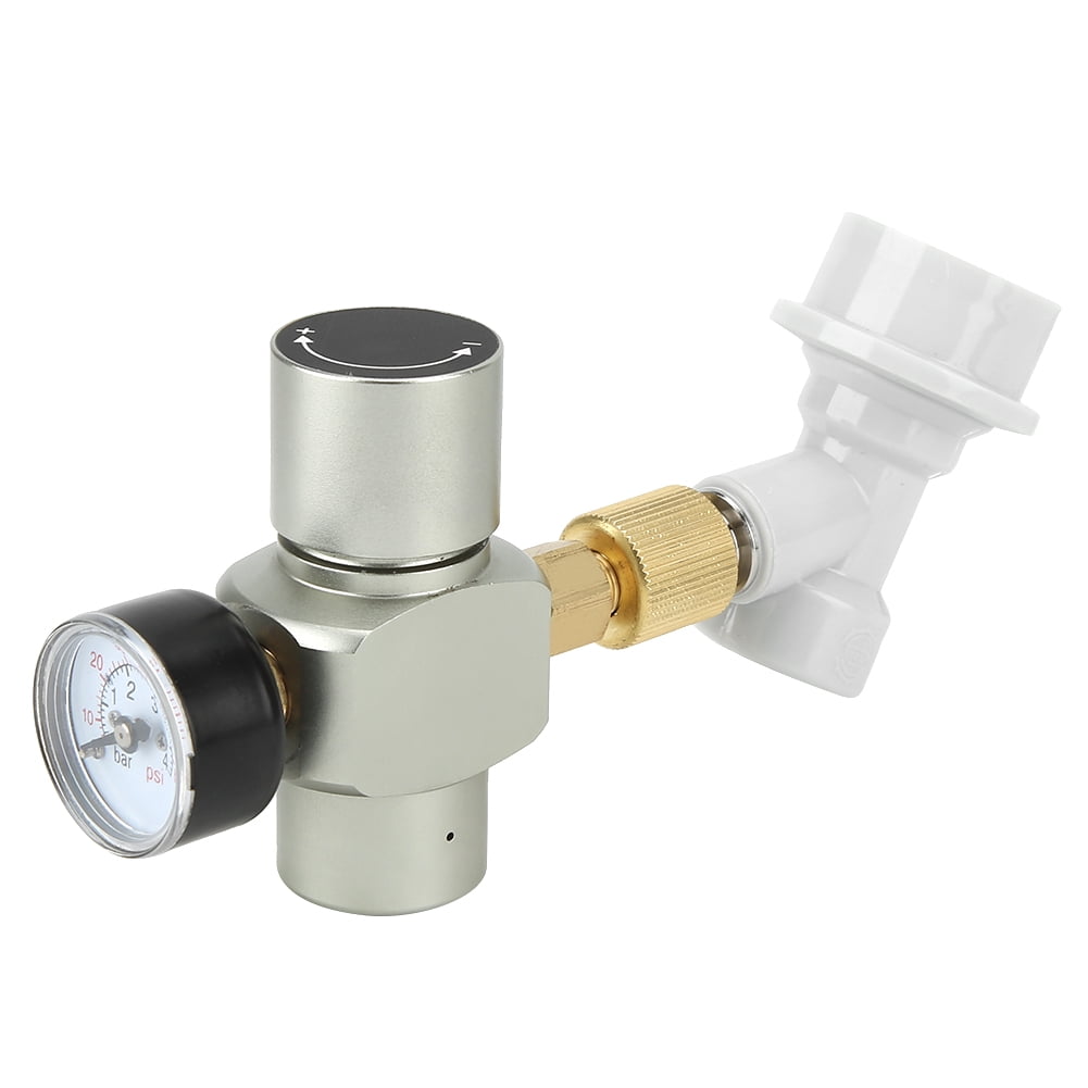 CO2 Regulator, Homebrew Beer CO2 Regulator Charger Gas Disconnect with Plastic Connector 0-60PSI Ball Lock Gas Disconnect