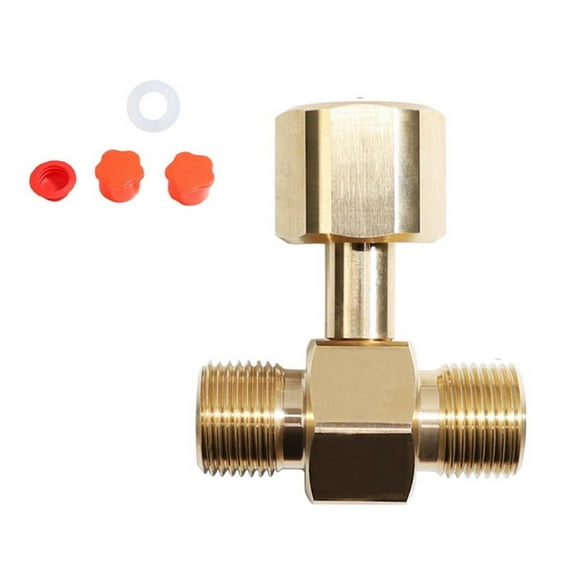 CO2 Tank Adapter,Soda Cylinder Brass CO2 Cylinder Tank CGA320 Adapter Converter Tee Adapter T-Adapter 1 to 2 CGA320