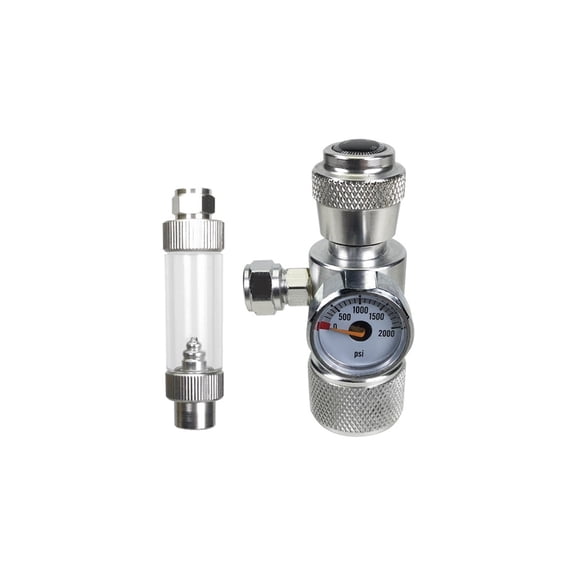 CO2 flow Regulator Needle Valve with Mini Gauge 0-2000PSI Gas flow Rate Control W21.8 Thread ,Clear Reading