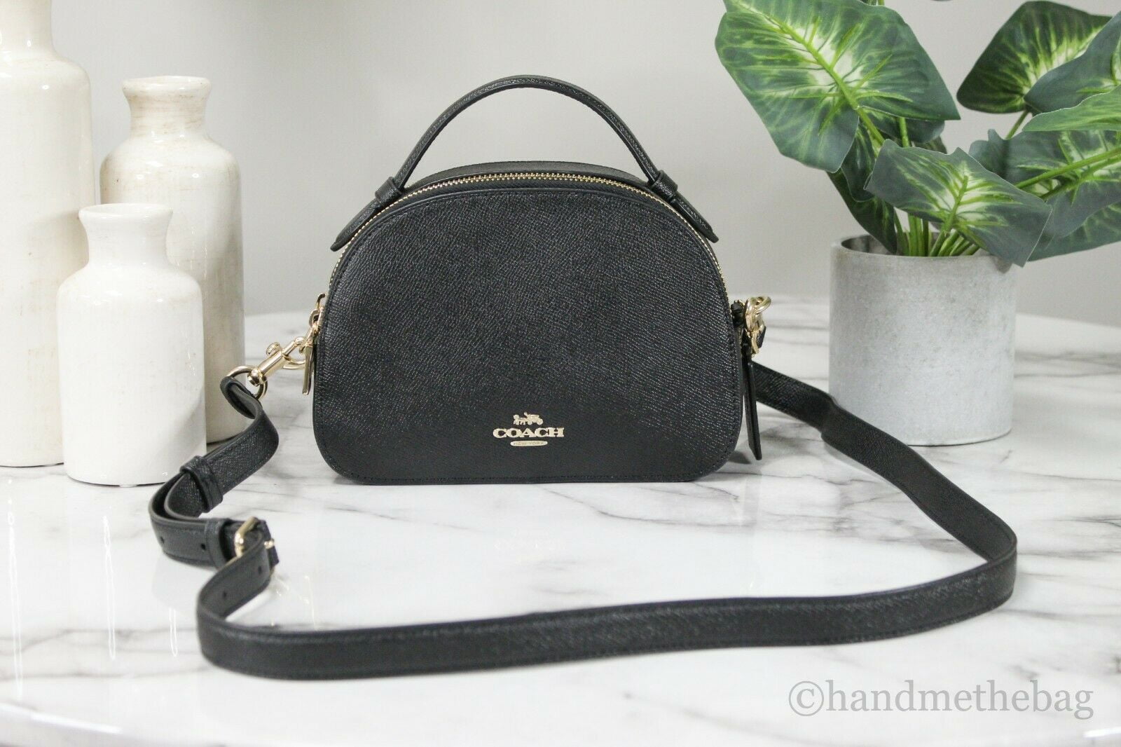 COACH 1589 SERENA CROSSGRAIN LEATHER SATCHEL BLACK - Walmart.com