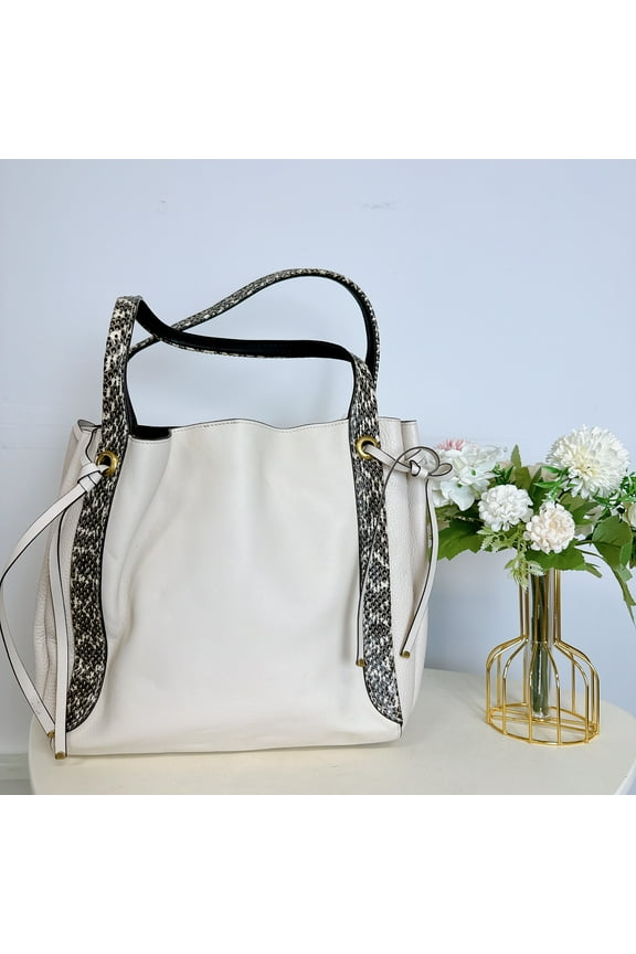 53355 Harmony Hobo In Colorblock With Snakeskin Detail Chalk