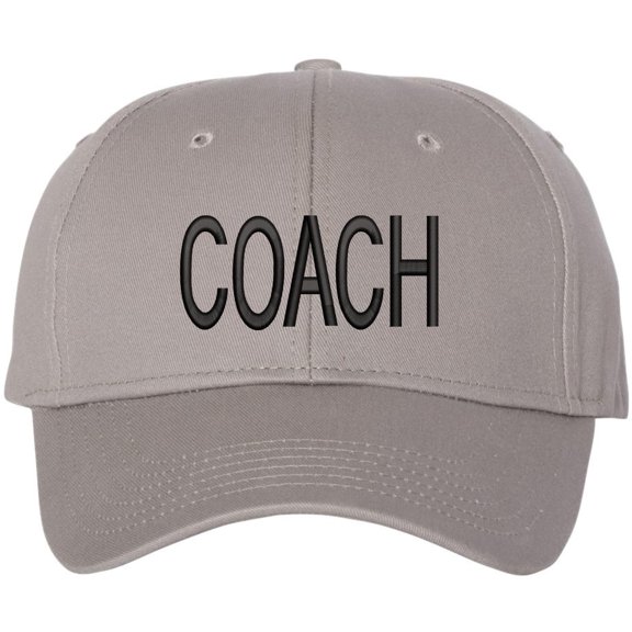 COACH Baseball Hat Embroidered Uniform Sports Cap for Head & Assistant, Adjustable for Men & Women Coaches (GrayWithBlackText)