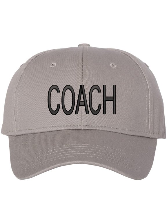 COACH Baseball Hat Embroidered Uniform Sports Cap for Head & Assistant, Adjustable for Men & Women Coaches (GrayWithBlackText)