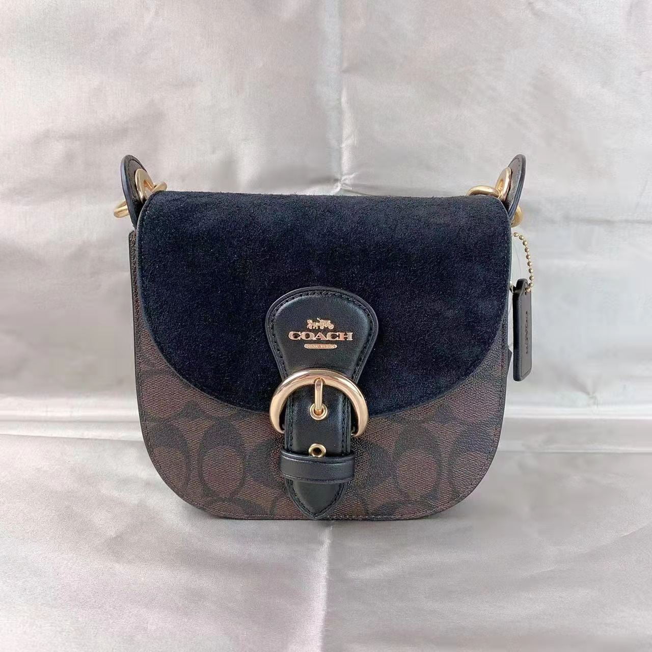 COACH C7966 Kleo Shoulder Bag 17 In Signature Canvas Brown/Black
