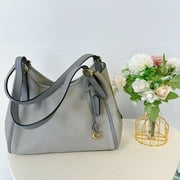 COACH Color-Block Leather Lori Shoulder Bag One Size Dove Grey
