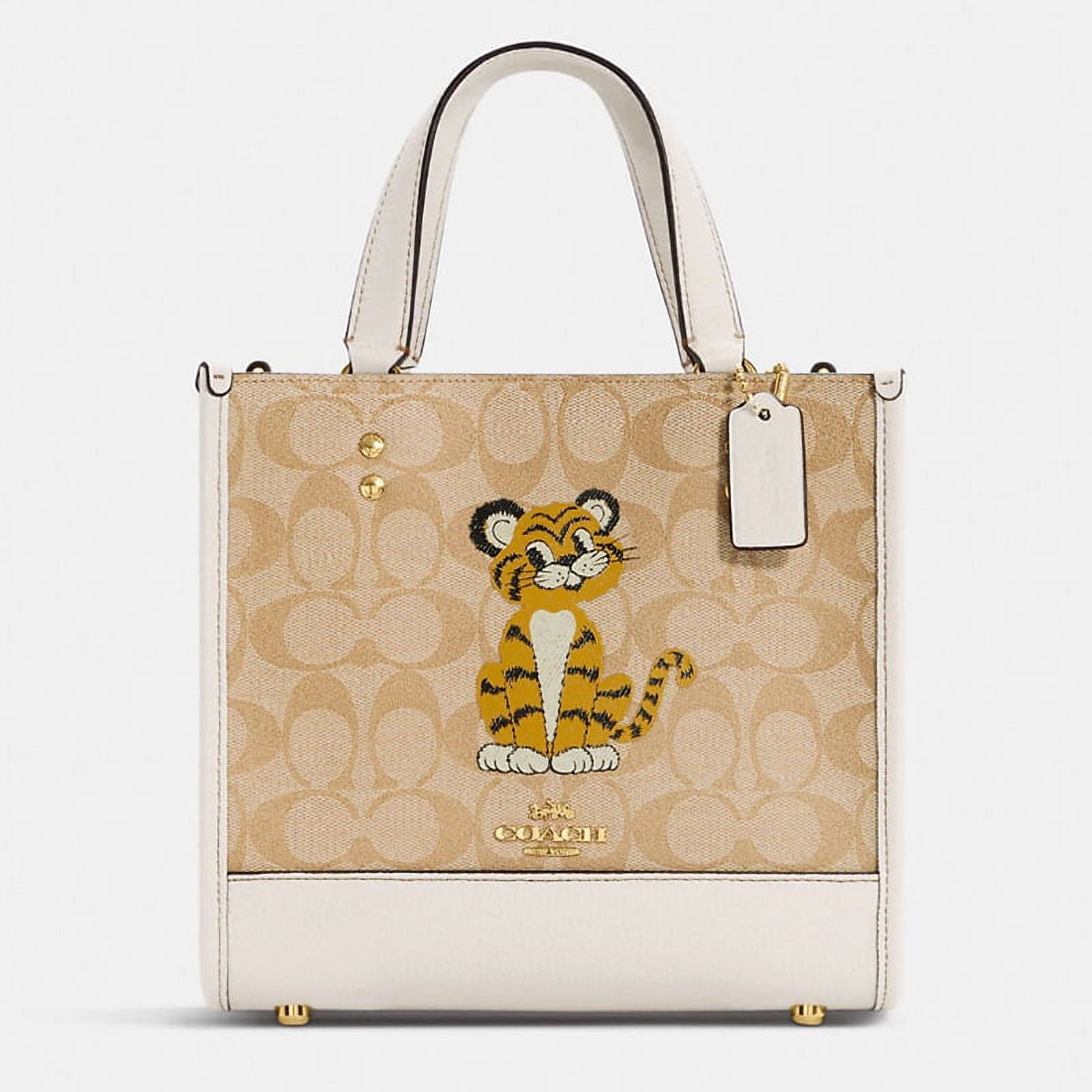 Coach Dempsey Tote 22, Signature Jacquard, Khaki Redwood Multi
