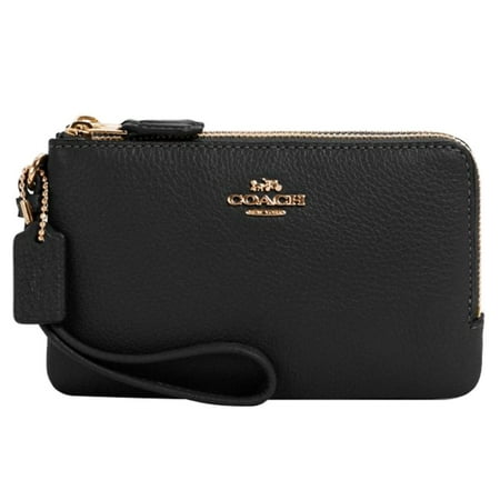 COACH Double Corner Zip Wristlet, Black