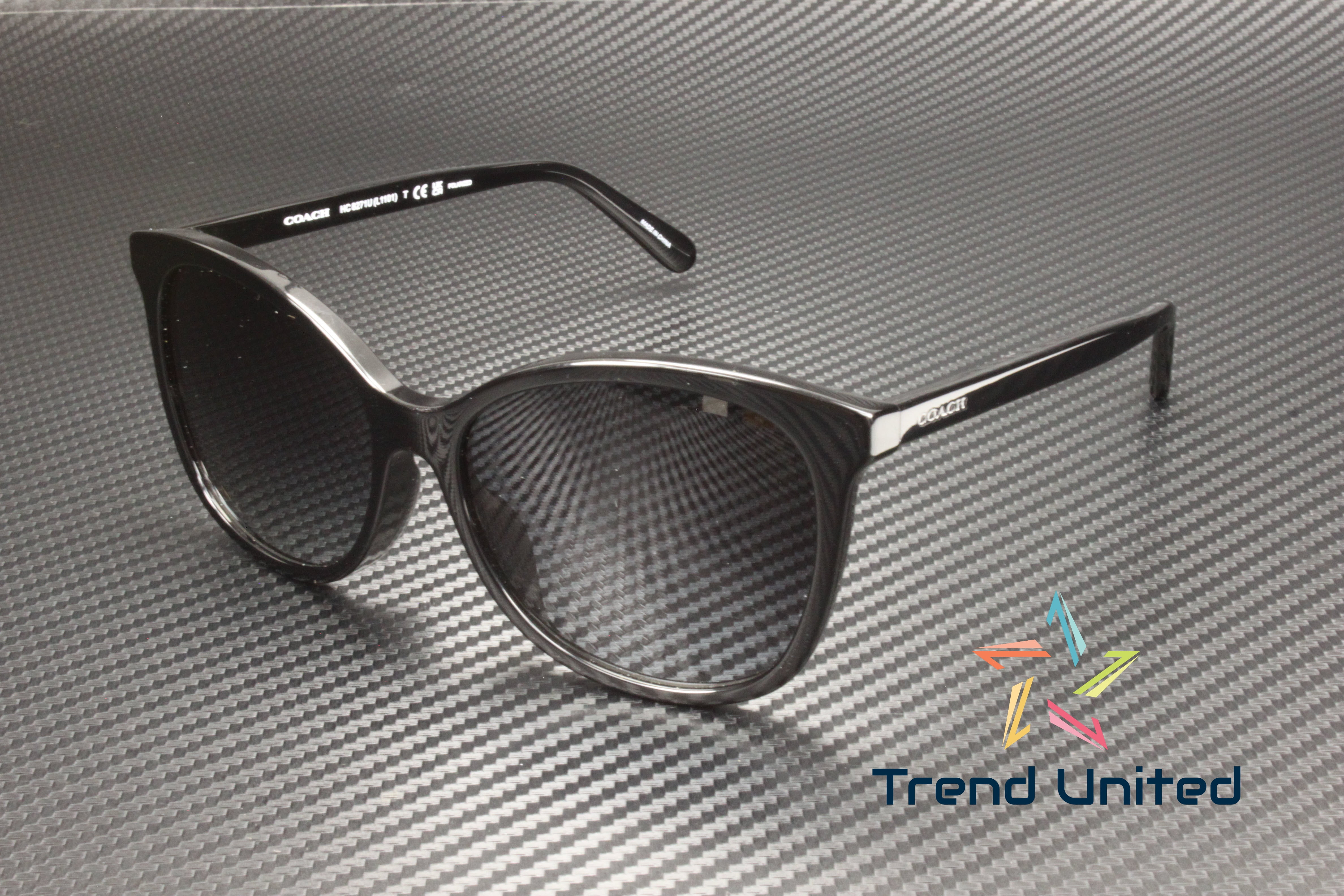 COACH HC8271U 5002T3 Square Black Dk Grey Grad Polarized 57 mm Womens Sunglasses