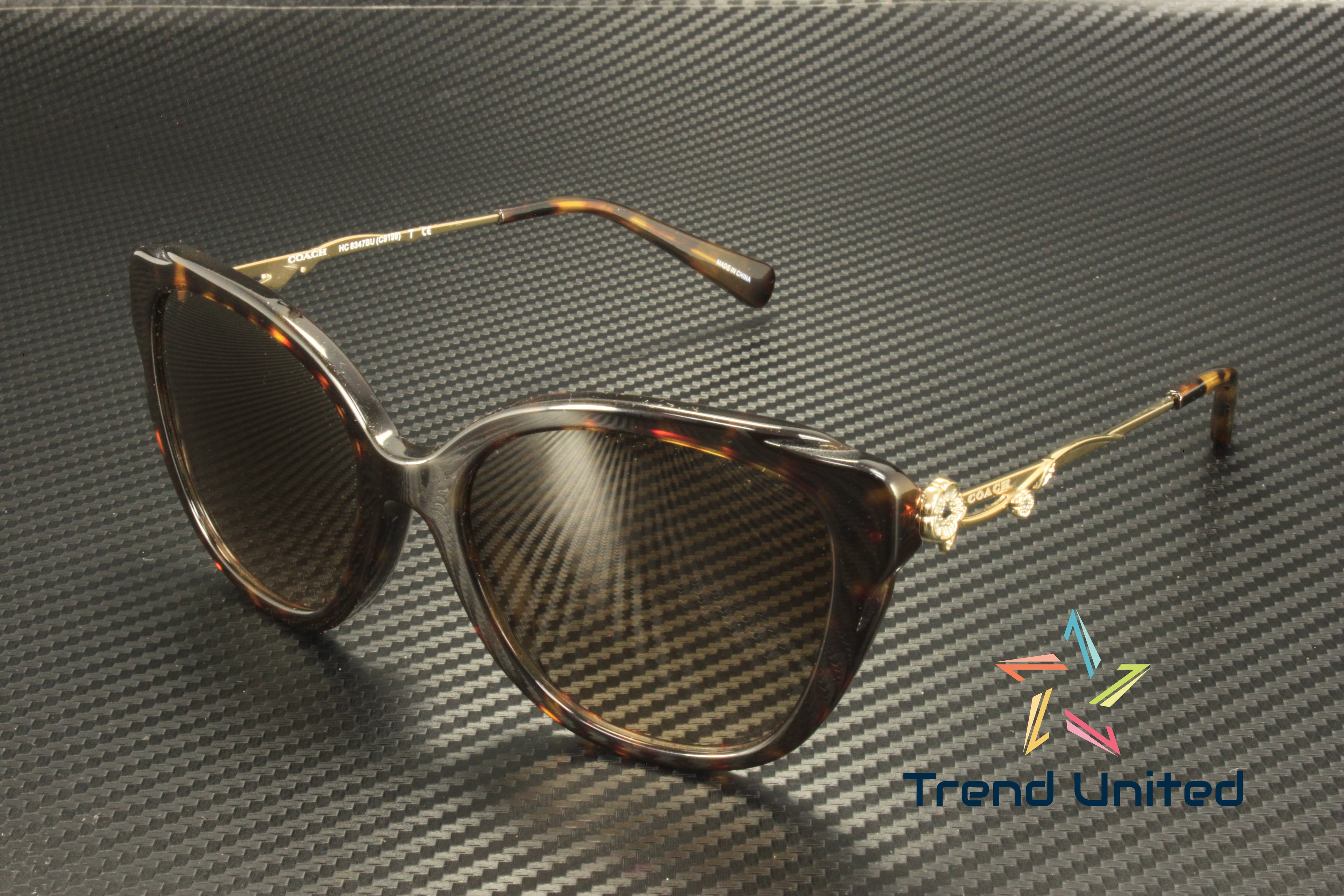 COACH Womens Sunglasses HC8347BU 512013 - 55mm Lens - Dark Tortoise Shell COACH HC8347BU 512013 Square Dark Tortoise Brown Grad 55 mm  main image 2