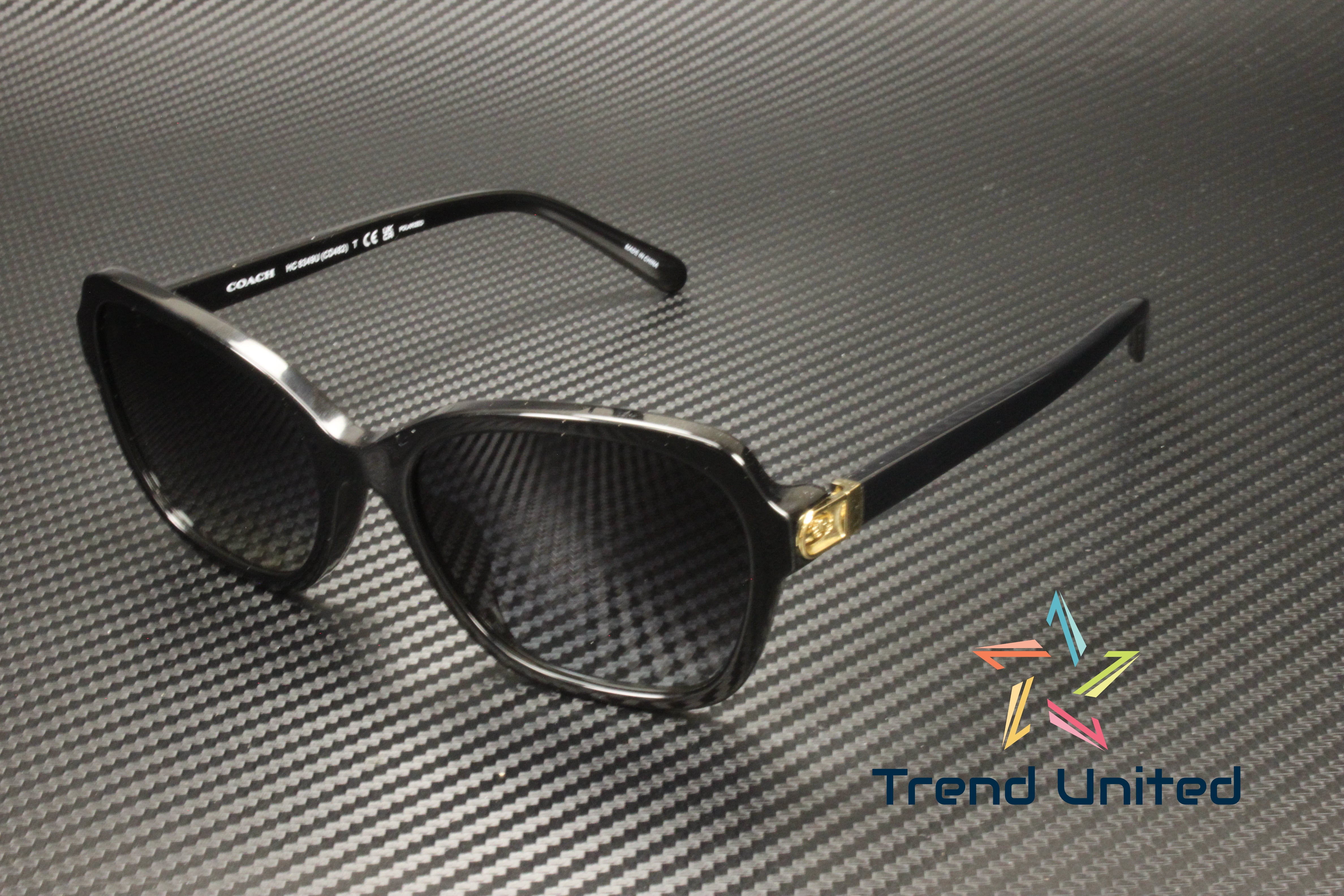 COACH HC8349U 5002T3 Cd481 Black Grey Grad Polarized 56 mm Women's Sunglasses