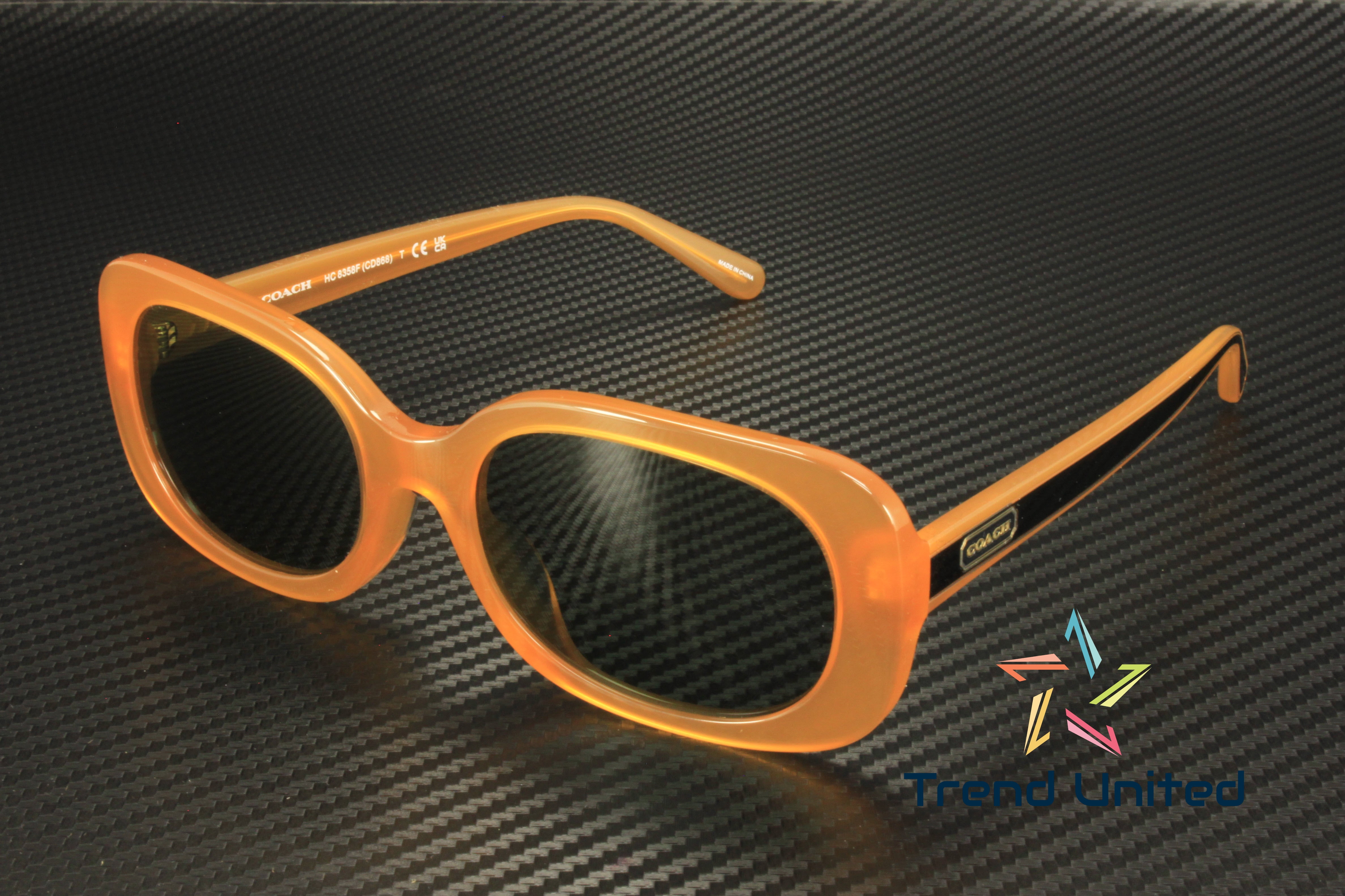 Coach Sunglasses Milky Amber Green Solid Coach CD868 HC8358F Sunglasses | Size 56 main image 3