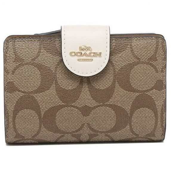 COACH Medium Corner Zip Wallet In Signature Canvas, Chalk