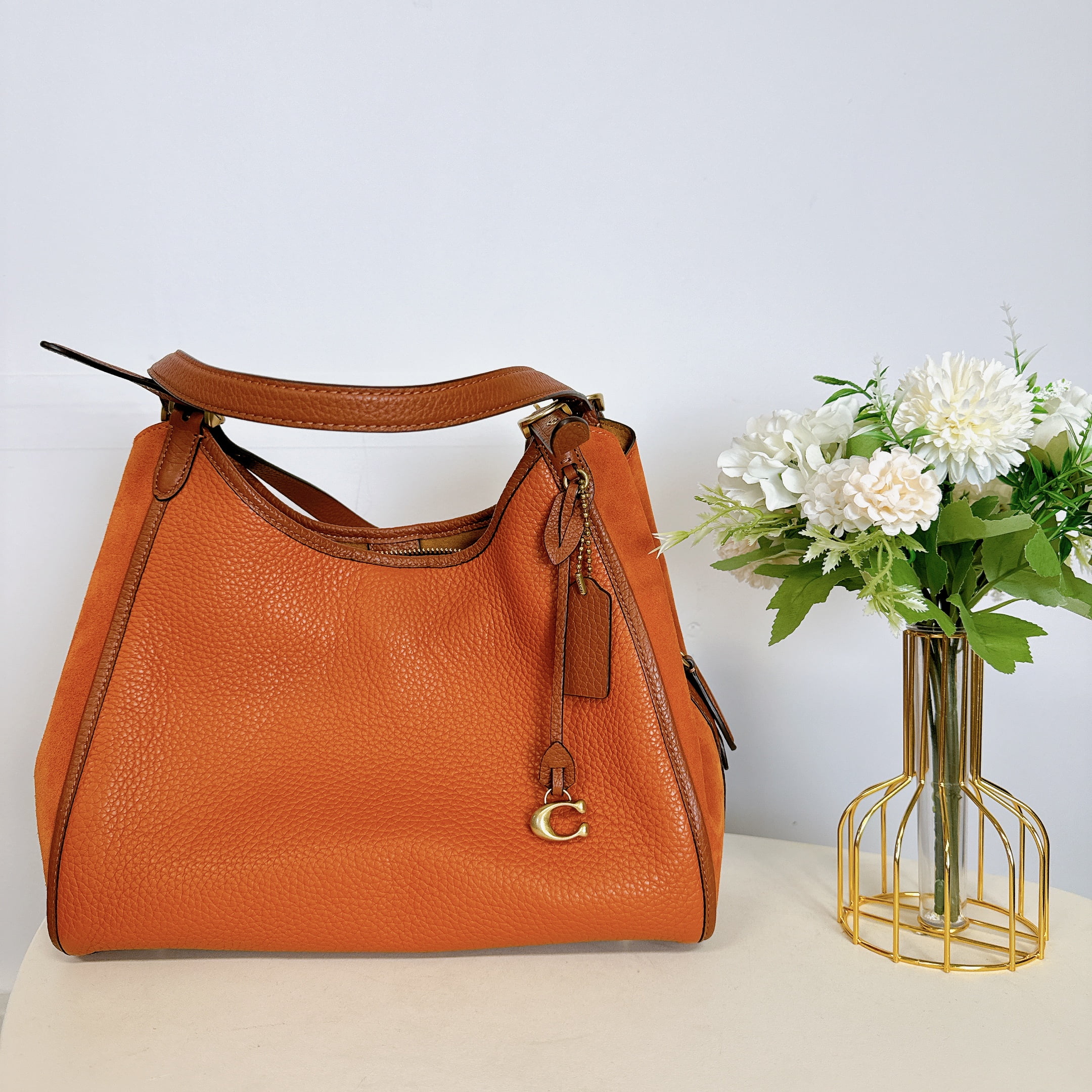 COACH Mixed Leather with Suede Gusset Lori Shoulder Bag