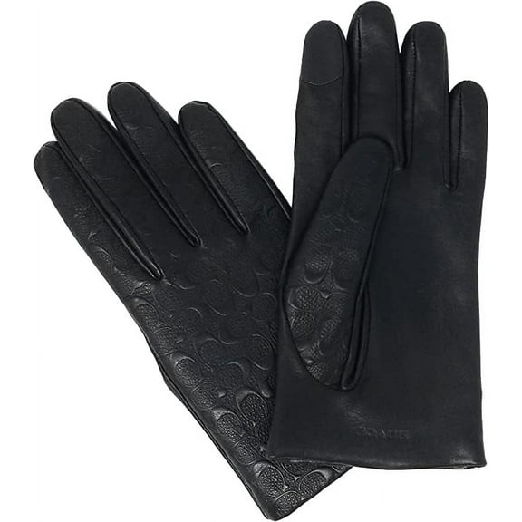 Coach Signature Leather Tech Gloves 6.5