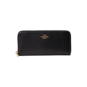 COACH Smooth Leather Slim Accordion Zip One Size Wallet, Black