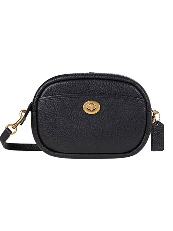 Soft Pebble Leather Camera Bag with Leather Strap Black One Size C5809-B4/