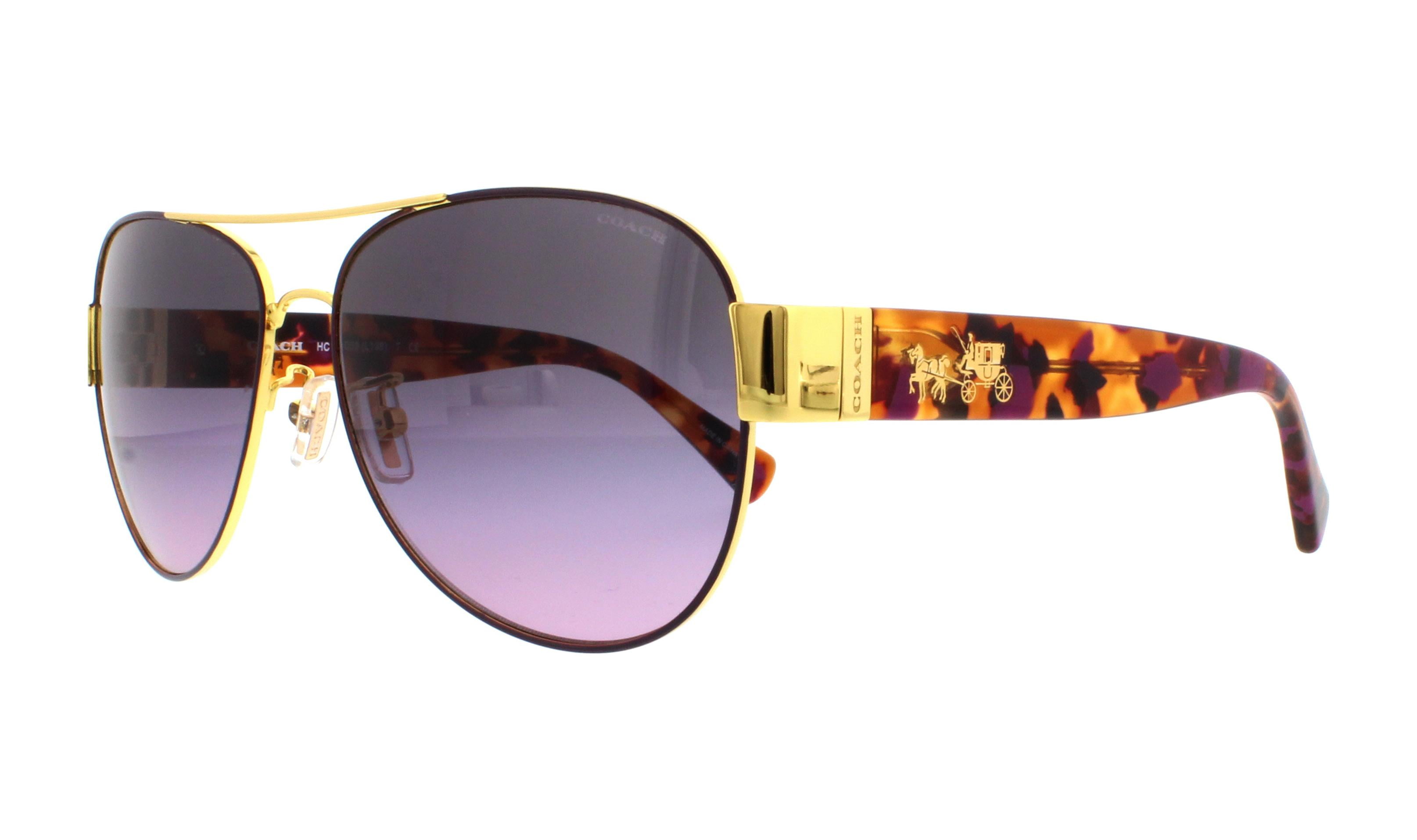 COACH Sunglasses HC7059 924890 Gold Purple/Purple Confetti 58MM