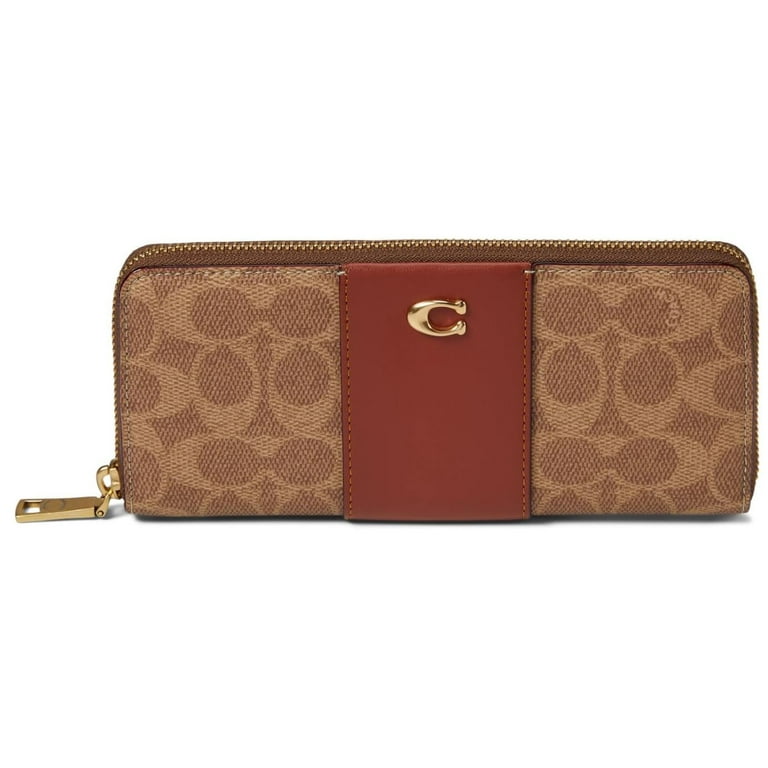 Coach accordion zip wallet in signature leather top