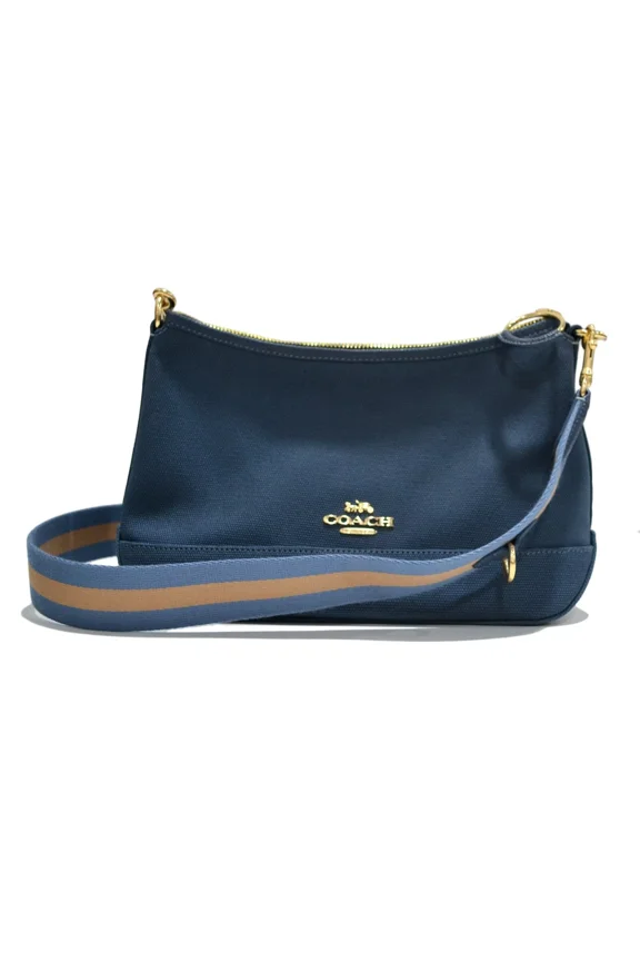 Women's Ellis Shoulder Bag Purse in Canvas Detachable Gold Midnight New