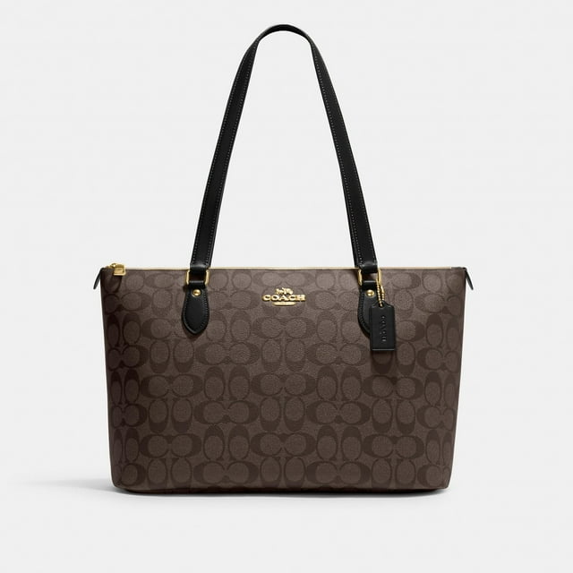 COACH Women's Gallery Leather Tote, Brown/Black