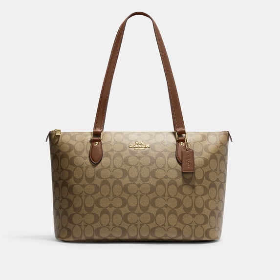 COACH Women's Gallery Leather Tote Khaki Saddle