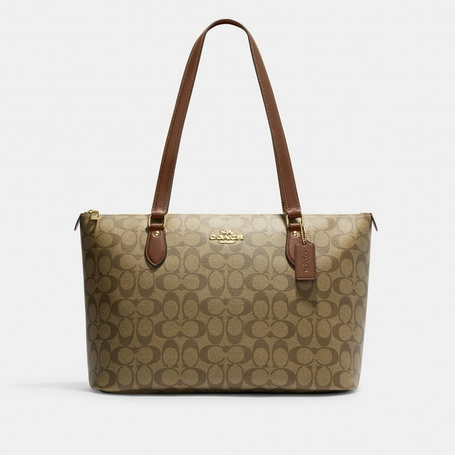 COACH Women's Gallery Leather Tote Khaki Saddle
