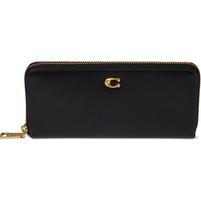 COACH Women's Smooth Leather Slim Accordion Zip Black CH822-B4/BK