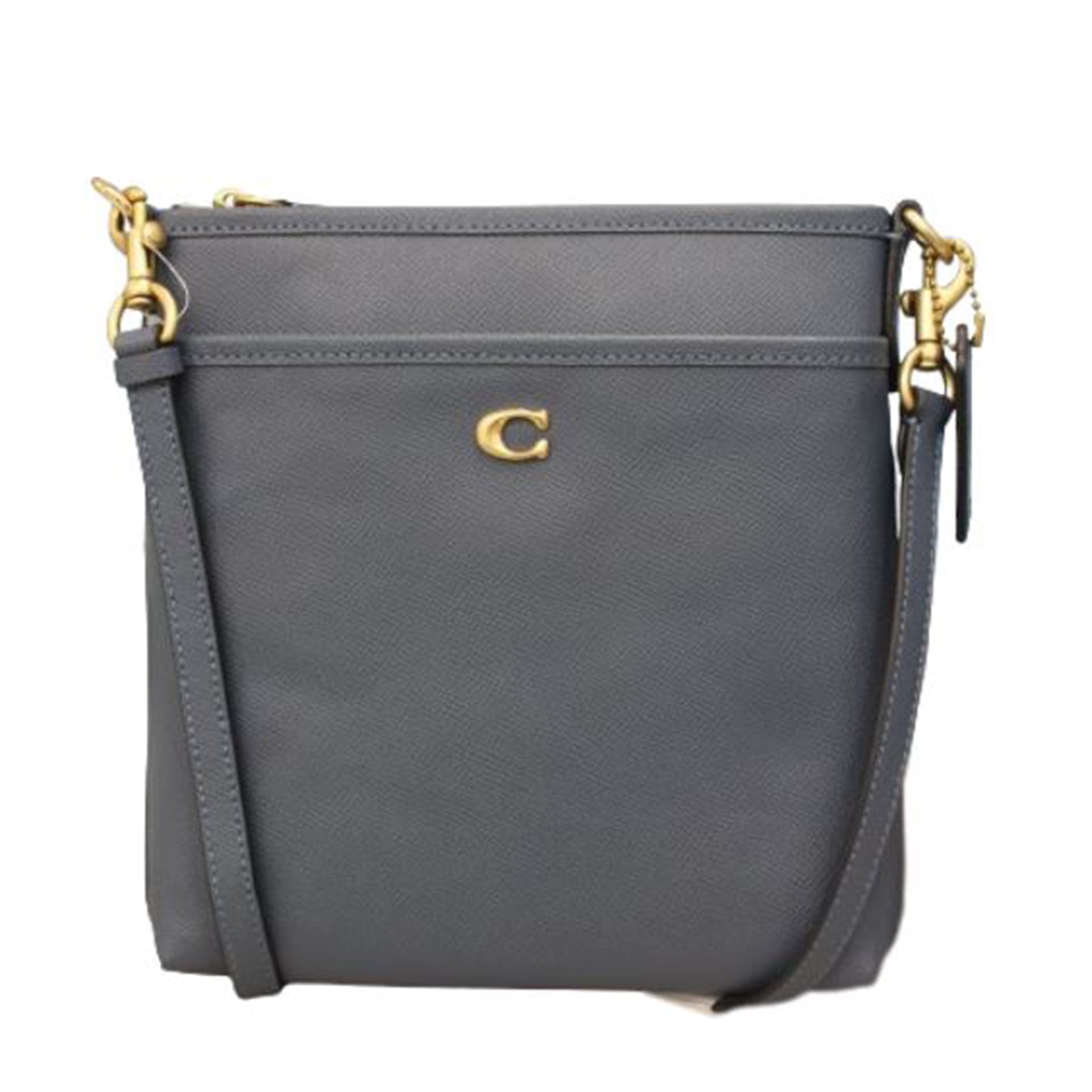 COACH Women's Cross Grain Leather Kitt Handbag, Denim, One Size