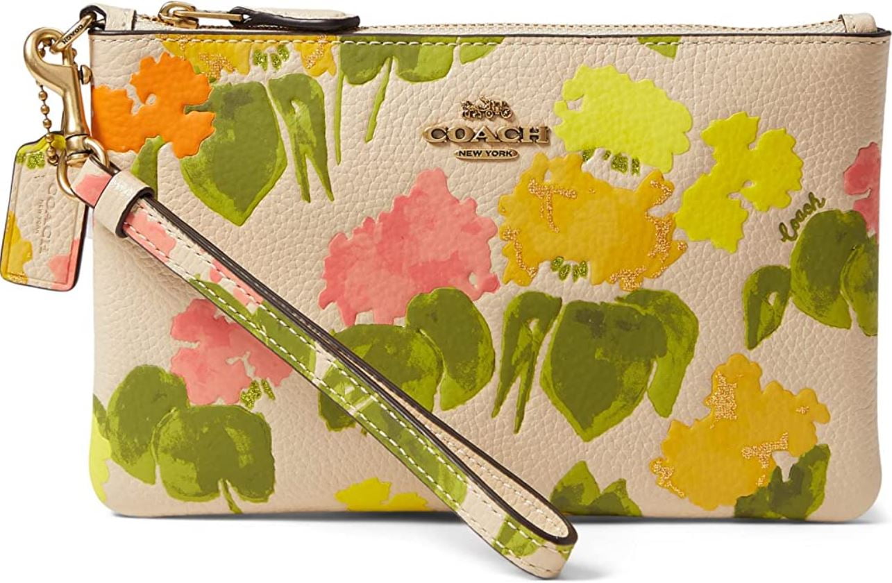 COACH Womens Floral Printed Leather Small Wristlet Multi CC956-B4L38 One  Size
