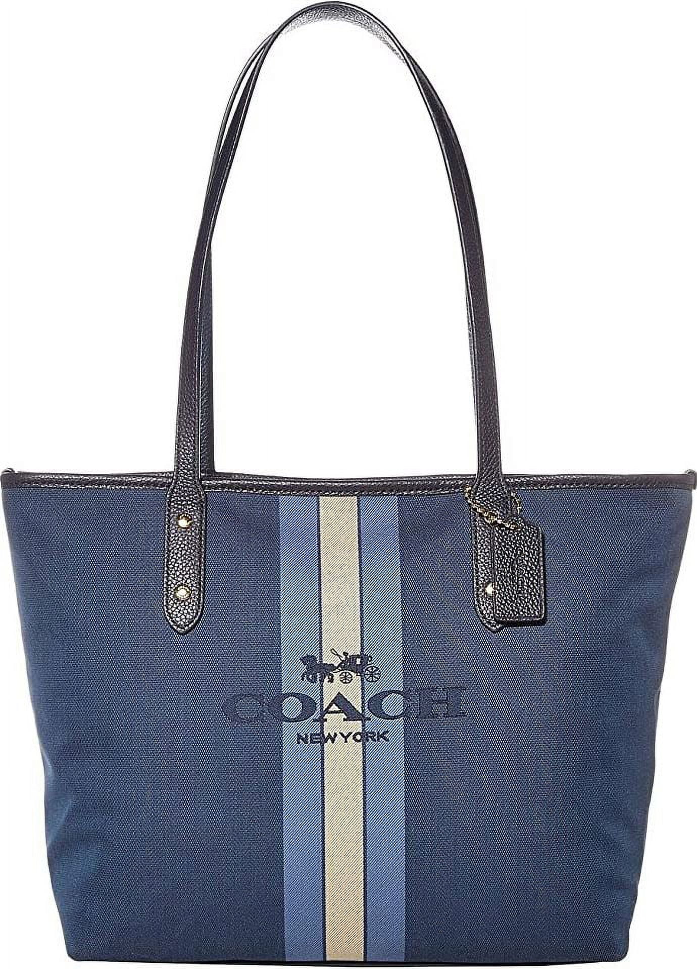 COACH Womens Horse and Carriage Jacquard City Tote Blue/Midnight