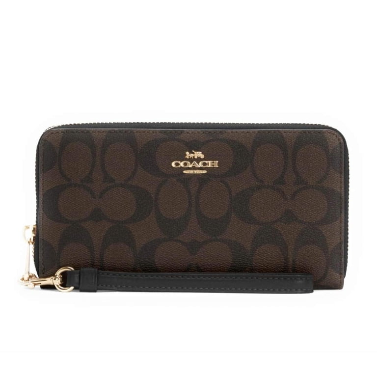 COACH Women's Wristlet Long Zip Around Wallet in Signature Canvas