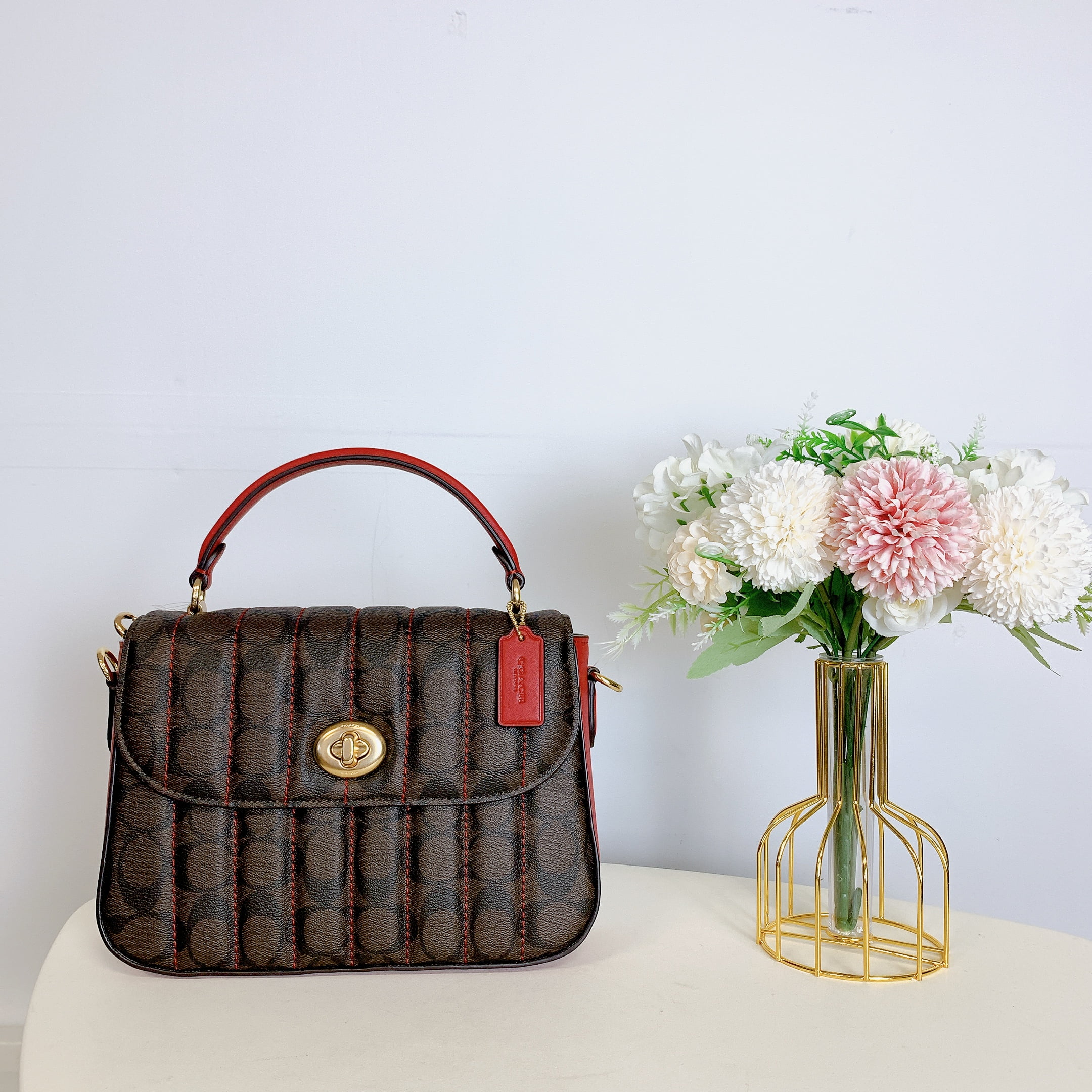 COACH Womens Marlie Top Handle Satchel In Signature Canvas With