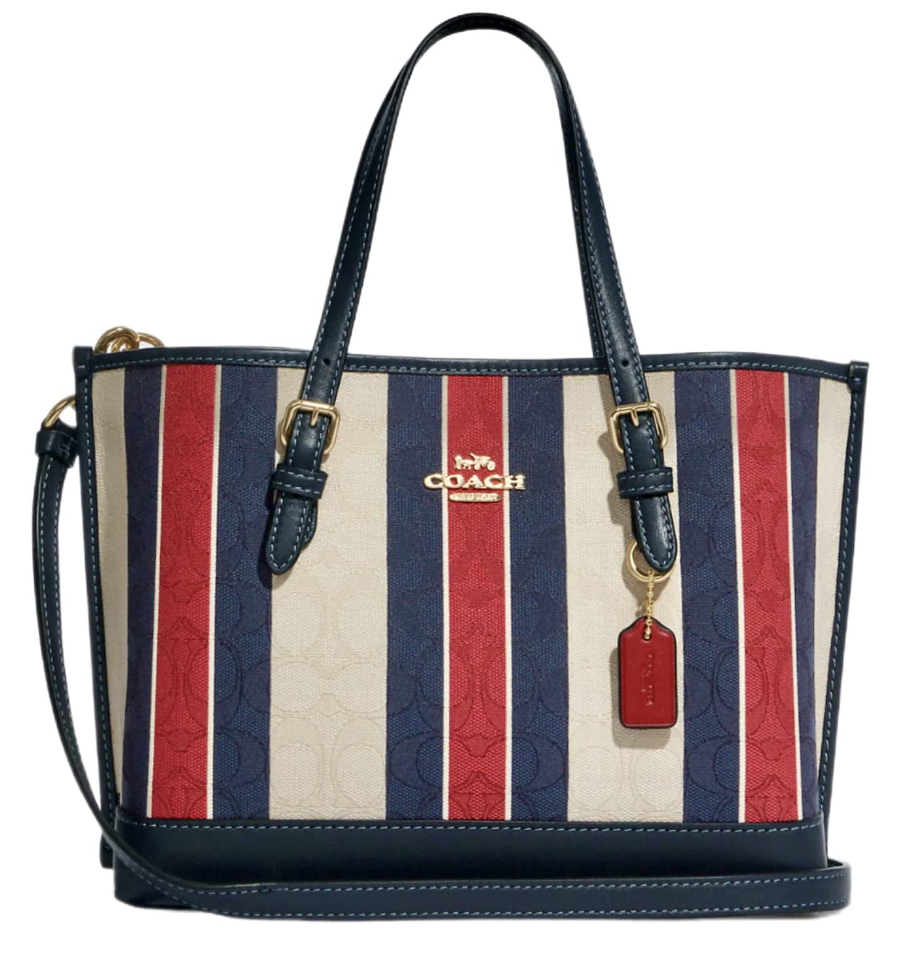 Coach CH228 Mollie Tote 25, Signature Chambray Leather Handbag in