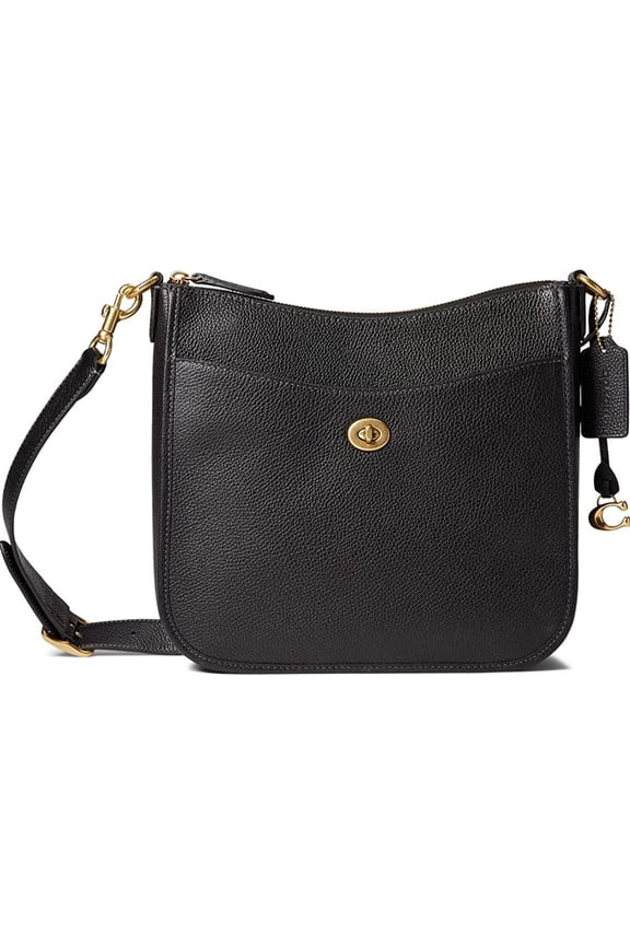 Womens Polished Pebble Leather Chaise Crossbody Black C8483-B4/BK One Size