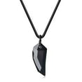 thumbnail image 1 of COAI Adjustable Cord Faceted Black Obsidian Stone Wolf Tooth Amulet Pendant Necklace, 1 of 4