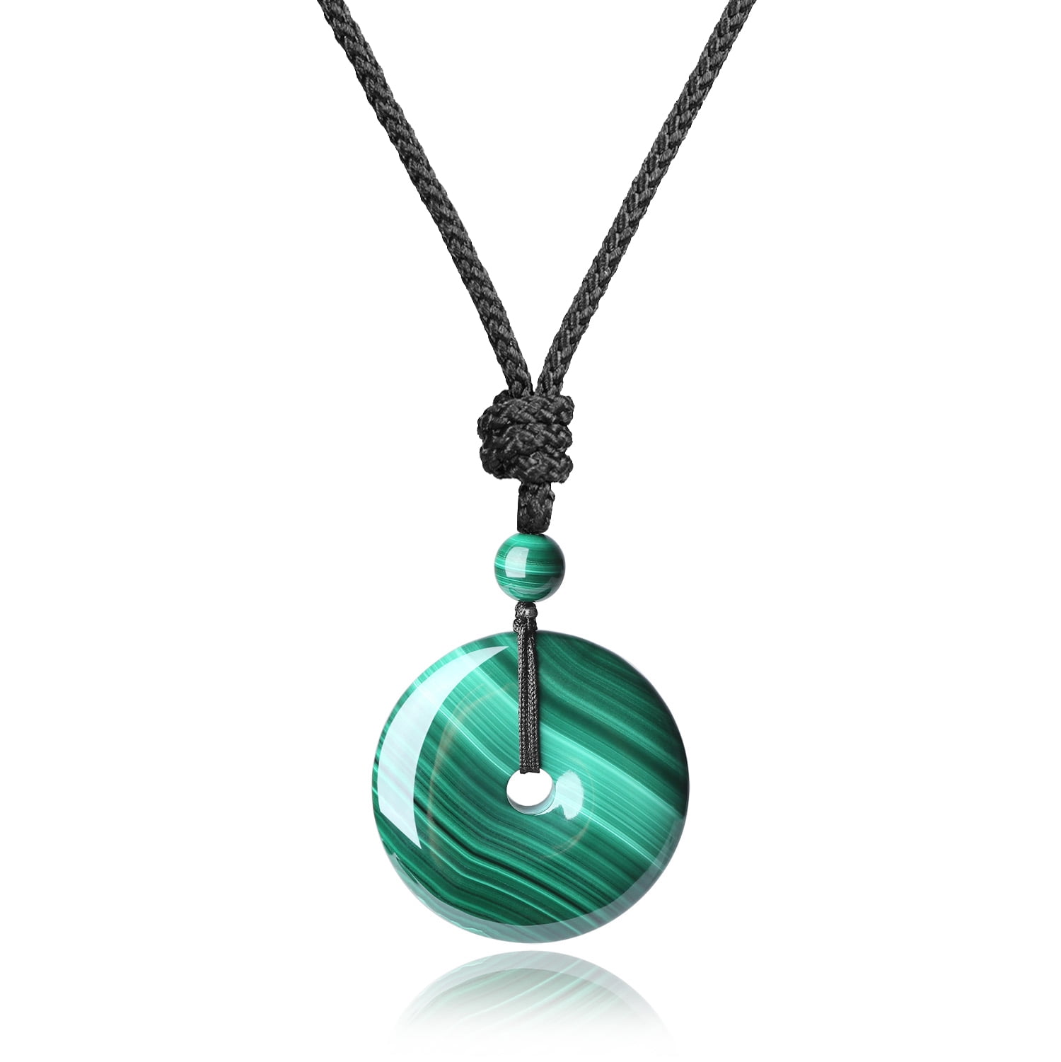 Malachite Heart Adjustable Necklace with beads