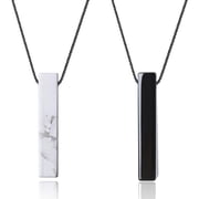COAI Black Chain Yin Yang Bar Howlite Obsidian Stone Matching Couples Pendant Necklaces